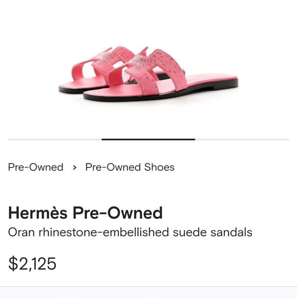 New in Box, Hermès Oran Sandals inRose Jaipur Suede with Rhinestones sz37.5 - Picture 9 of 9